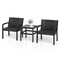 3 Piece Patio Furniture Set with 2 Modern Rattan Armchair and 25 Inch Squire Side Table-Black